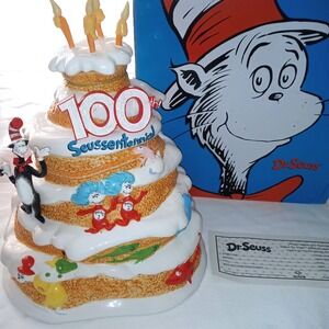 Vandor Dr Seuss 100th  Seussentennial Cat In Hat Cookie Jar Birthday Cake